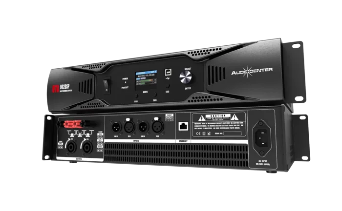 מגבר כוח מקצועי UTA902DSP עם DSP מובנה ממותג:AUDIO CENTER