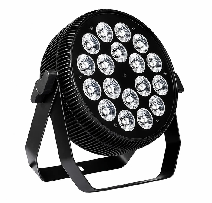 סט תאורת UV מקצועית – 4 פנסים מתכת Slim Par LED UV 18×10W + סטנד תאורה מסיבי ממתכת