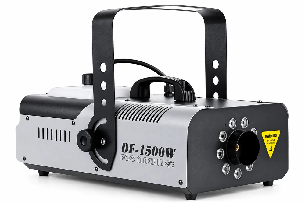 מכונת עשן מקצועית 1500W עם 9 נורות 3W LED
