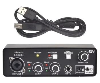 כרטיס קול SW UC26 מקצועי 48V עם 3 ערוצי קלט ותמיכה ב-ASIO4ALL