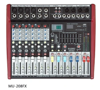 מיקסר לרמקול 4 יציאות- כניסות 4 MONO ו2 ST אקוולייזר ואפקט+2 GROUP ממותג:SW מדגם:MU-208FX