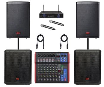 מערכת הגברה 15 אינץ ' ממותג SW עם סאבים תואמים עד 350 איש