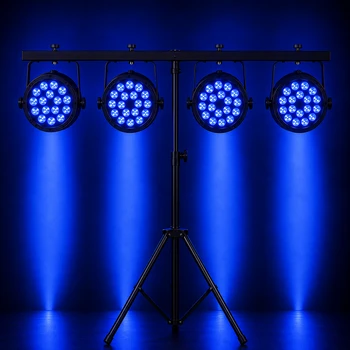 סט תאורה מקצועית – 4 פנסי  Par LED 18×10W RGB+WW 4in1+ סטנד תאורה מסיבי ממתכת